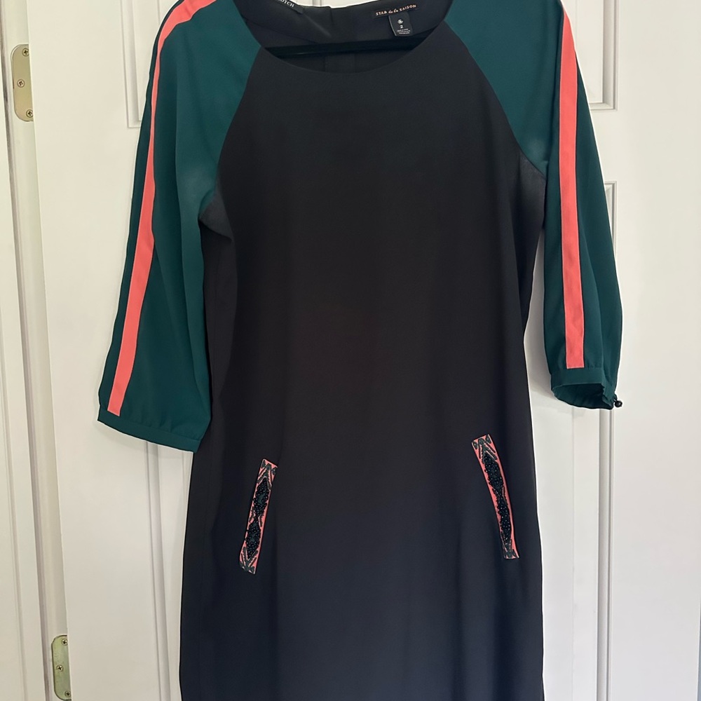 Scotch & Soda Green and Black Raglan Dress
